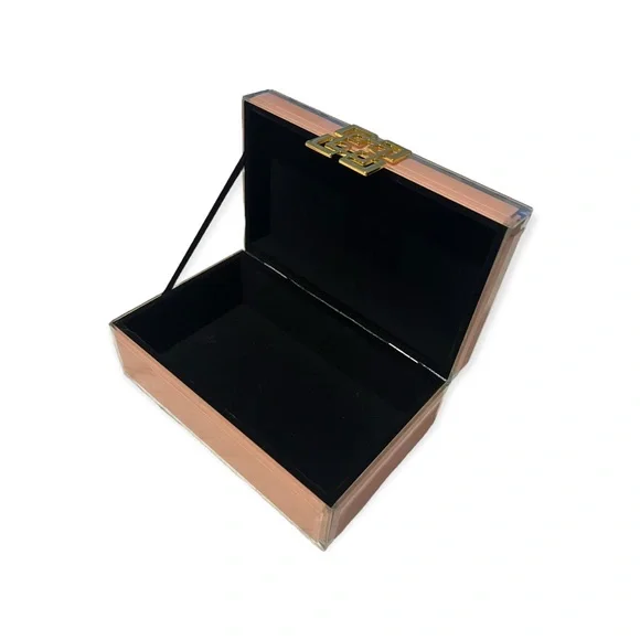 Pink Jewelry Box w/ Mirrored Edges and Gold Detail Storage & Organization